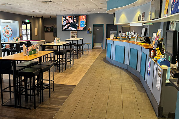 Sports bar at the Black's Beach Tavern